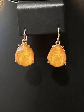 Gold-Tone Amber Teardrop Dangle Earrings for Women